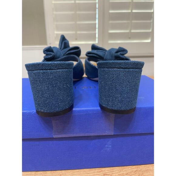 Stuart Weitzman Love Knot 50 Block Slide Vintage Denim Indigo Size 9.5 NIB - Picture 8 of 14
